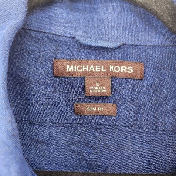 Michael Kors 100% Linen Slim Fit Button Down Shirt Sunglasses Print L - Picture 6 of 9